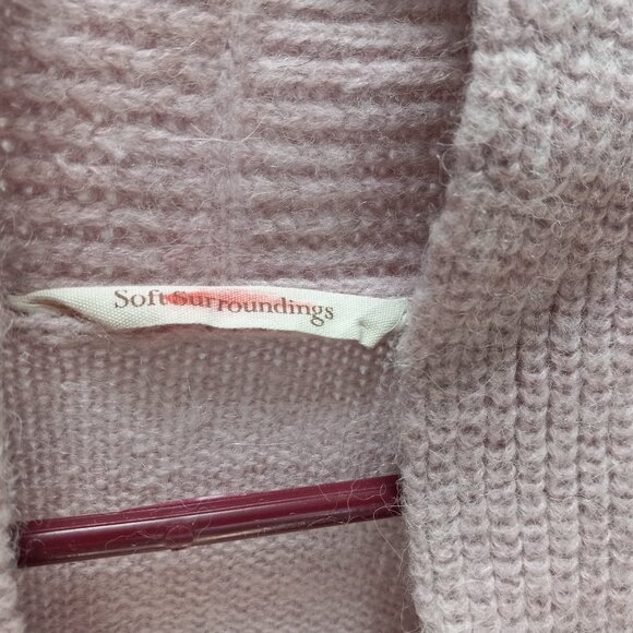 Soft Surroundings Dusty Mauve Fuzzy Knit V-Neck Sweater Sz-M (T-399) - Picture 10 of 12